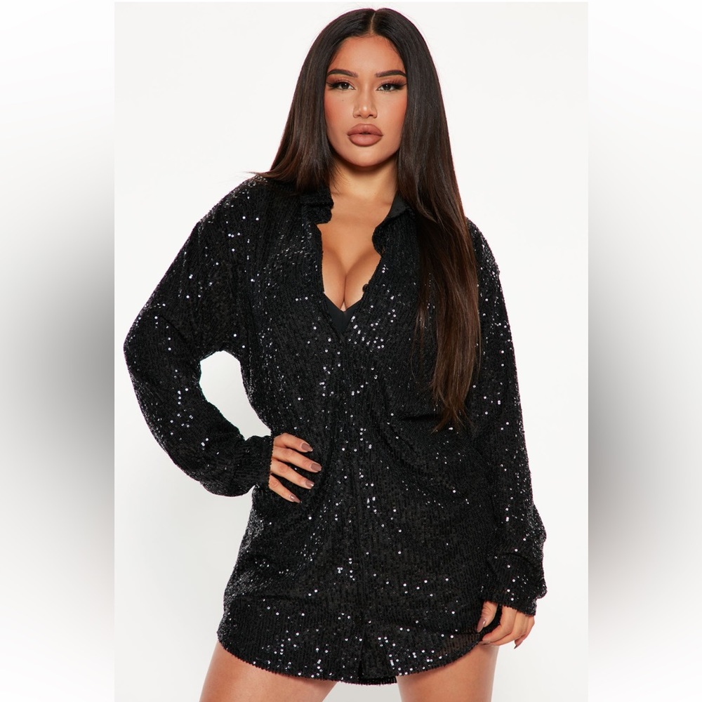 NWT Sequin Shirt Dress Size Small